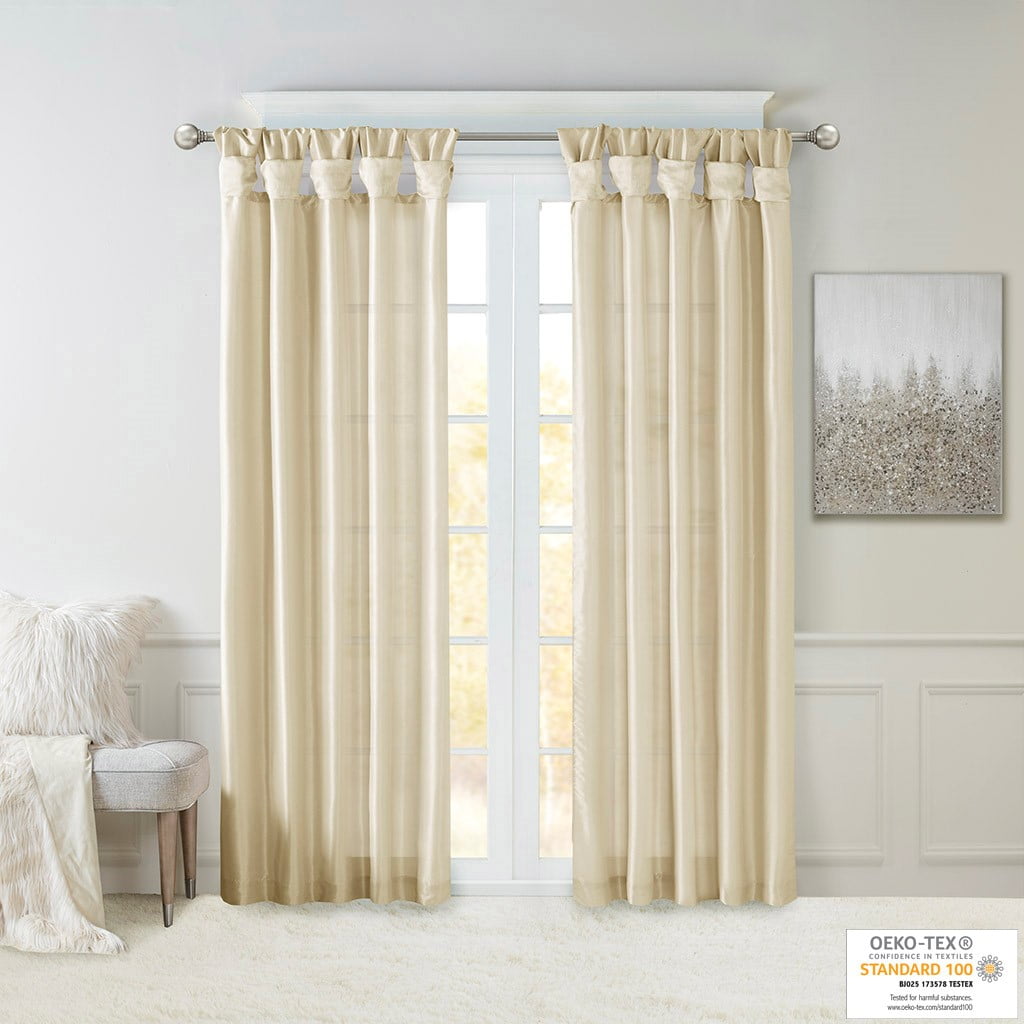 MAYEERTY 50x108" Twist Tab Lined Window Curtain Panel - Champagne
