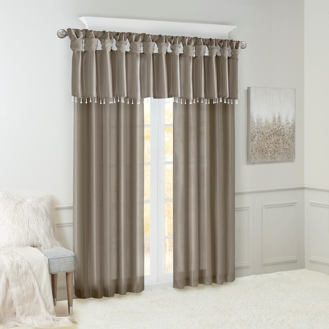 Valeron Estate Leinenvorhang Mit Schlaufen – In Taupe, 108 X 84 Cm, Gefüttert Für Bessere Verdunkelung