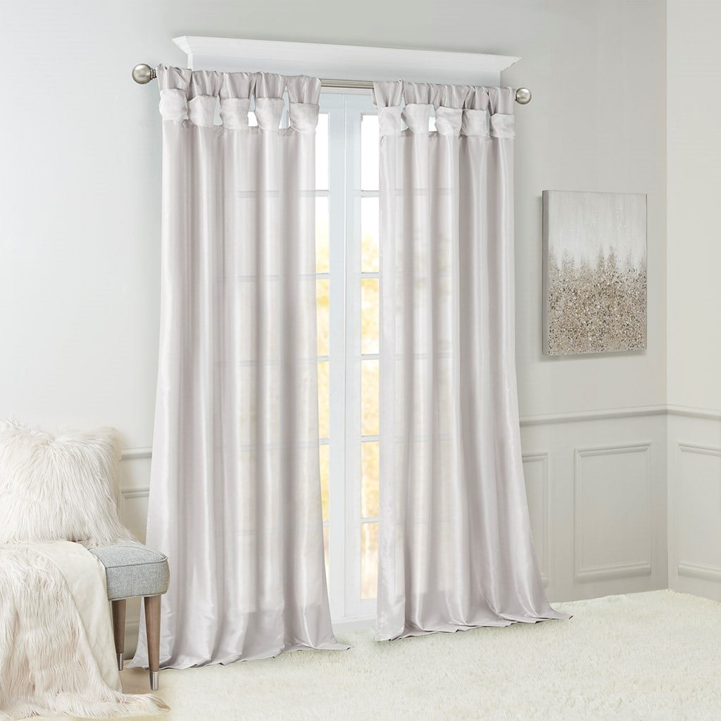 MAYEERTY 50x108" Twist Tab Lined Window Curtain Panel Living Room Silver