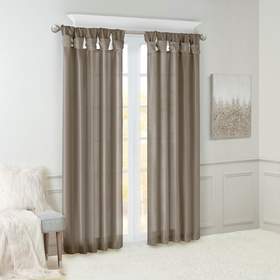 MAYEERTY 50x120" Twist Tab Lined Window Curtain Panel Living Room Pewter