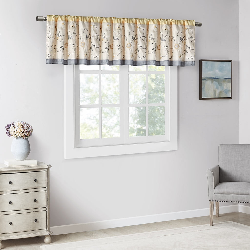 MAYEERTY 50x18" Embroidered Window Valance Yellow