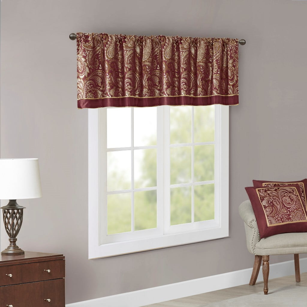 MAYEERTY 50x18" Jacquard Window Valance Burgundy