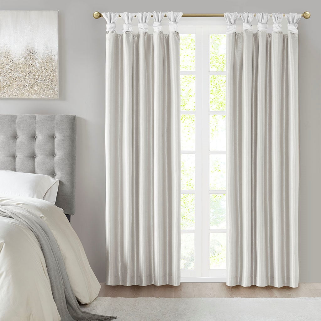 MAYEERTY 50x84" Blackout Twist Tab Window Curtain Panel - White