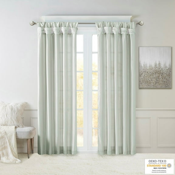 MAYEERTY 50x84" Twist Tab Lined Window Curtain Panel - Dusty Aqua
