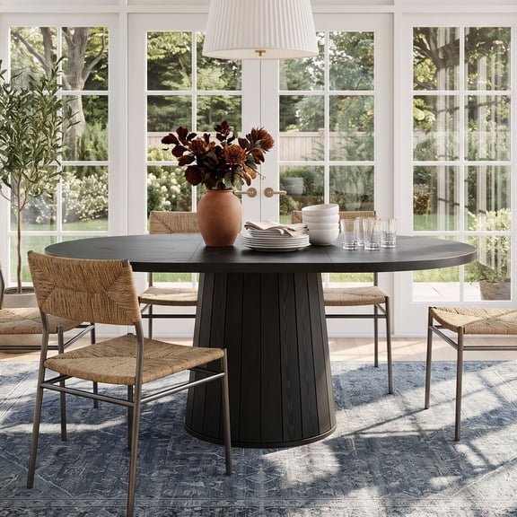 Dovelina 55" Oval Dining Table for 6, Modern Wood Multi-Purpose Dinner Table for Home, Small Apartment, Kitchen