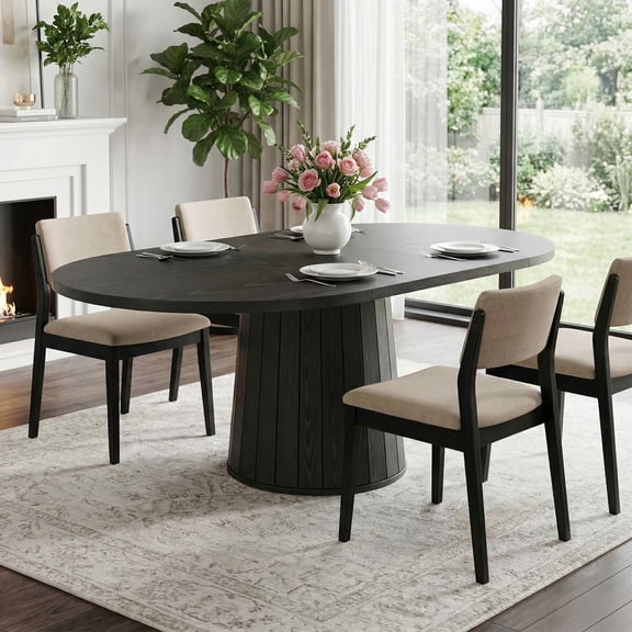 Dovelina 55" Oval Dining Table for 6, Modern Wood Multi-Purpose Dinner Table for Home, Small Apartment, Kitchen