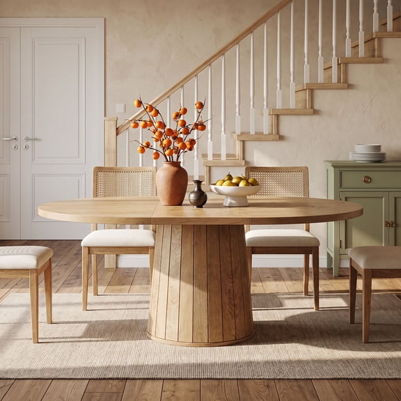 Dovelina 55" Oval Dining Table for 6, Modern Wood Multi-Purpose Dinner Table for Home Office, Small Apartment, Kitchen