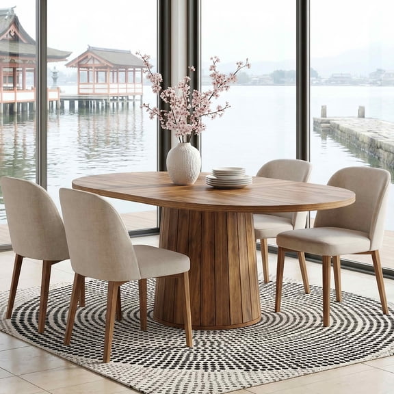 Dovelina 55" Oval Dining Table for 6, Modern Wood Multi-Purpose Dinner Table for Home Office, Small Apartment, Kitchen