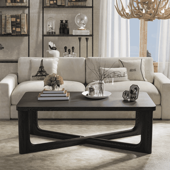 MAYEERTY 55” Rectangular Coffee Table, Black