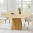 thumbnail image 1 of Dovelina 60" Round Dining Tables, Mid-Century Dining Table for Dining Room Kitchen, Natural Wood, 1 of 9