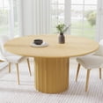 thumbnail image 1 of Dovelina 60" Wooden Round Modern Dining Table for Dining Room Kitchen, Natural Wood, 1 of 9