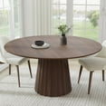 thumbnail image 1 of Dovelina 60" Wooden Round Table for 4，Mid-Century Kitchen Table for Dining Room Kitchen,Walnut, 1 of 9