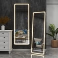 thumbnail image 1 of Dovelina 63"x16" Frameless Led Mirror Full Length Mirror Flat Floor / Wall Mirror With Light, White, 1 of 10