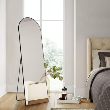 MAYEERTY 64in Arched Full Length Mirror Full Body Mirror with Bracket, Aluminum Alloy Frame, Black