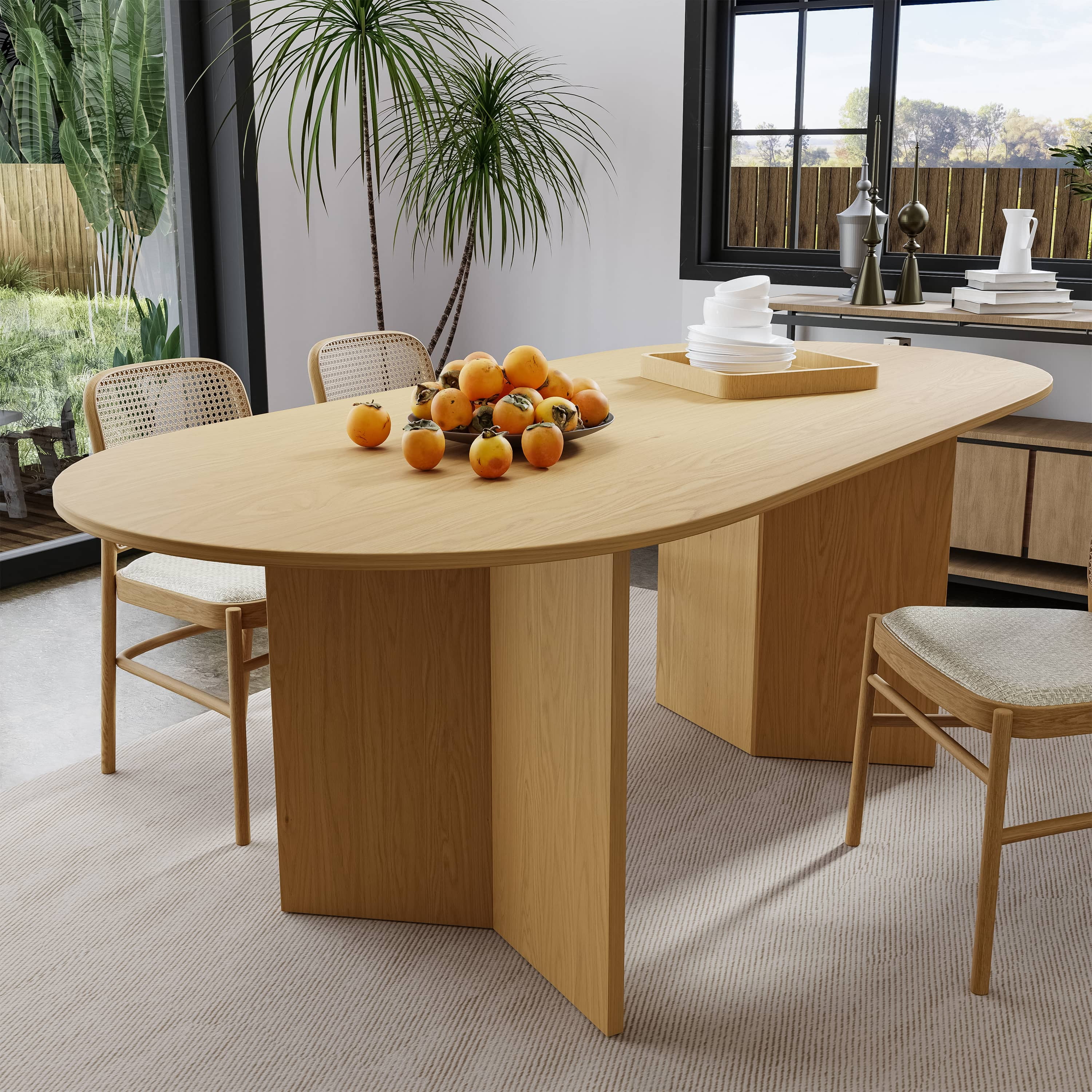 Dovelina 67 Inch Oval Dining Table for 6, Black, Sturdy