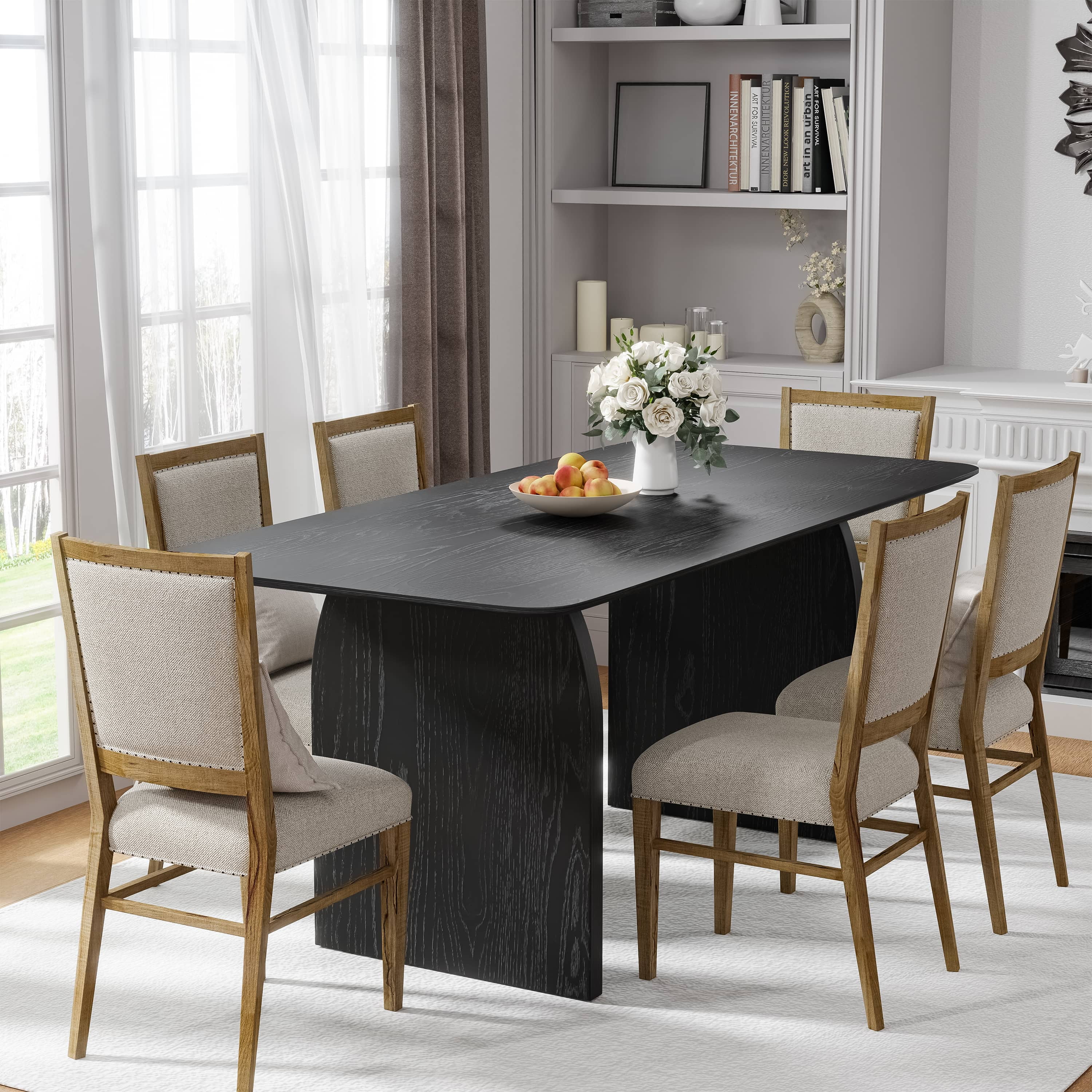 MAYEERTY 67" Rectangular Dining Table for 6, Black