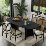MAYEERTY 67 Rustic Dining Table Mid-Century Oval Wood Kitchen Table for 6 People, Black