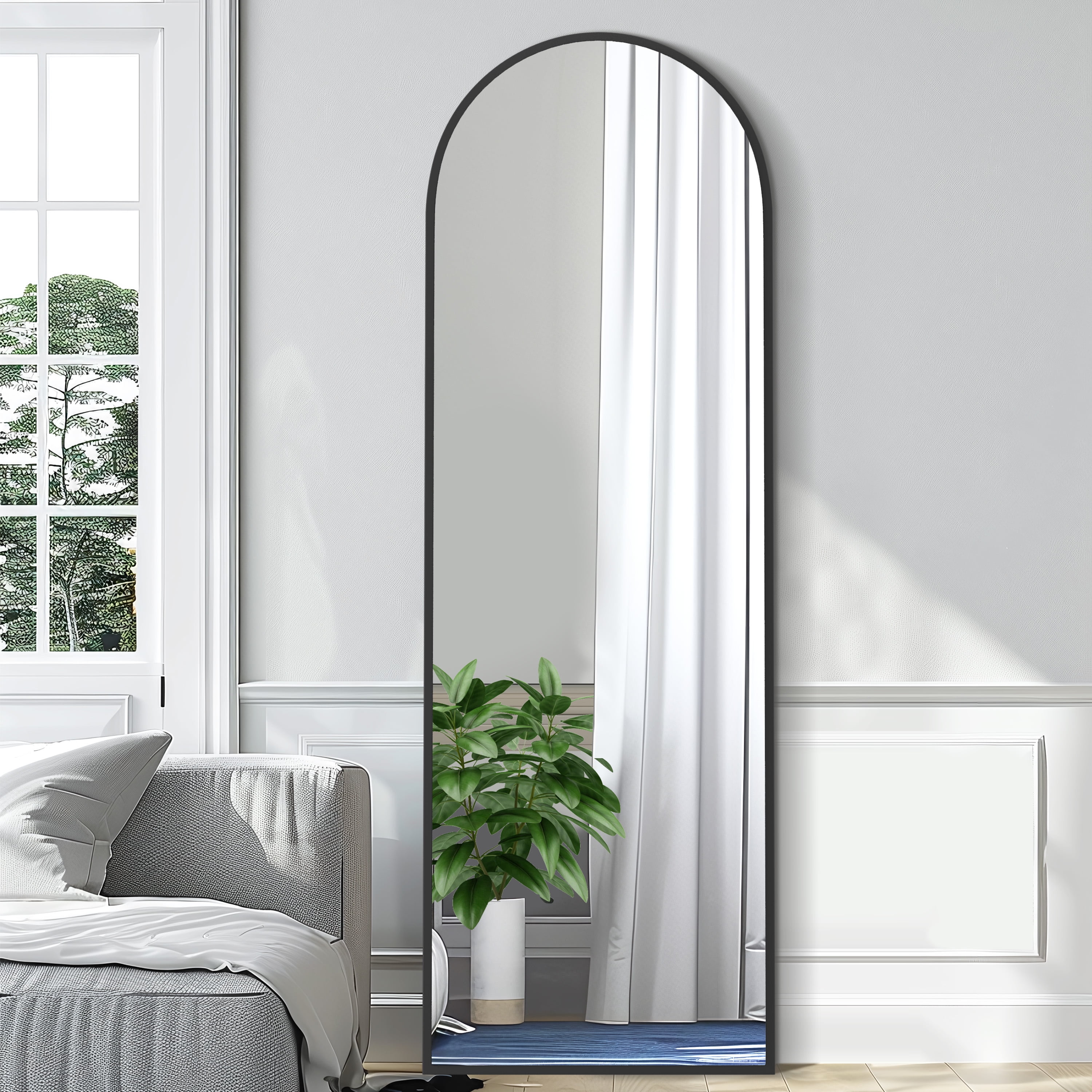 MAYEERTY 67"x 23" Solid Wood Arch Wall Mirror Full Length Mirror for Bedroom Living room