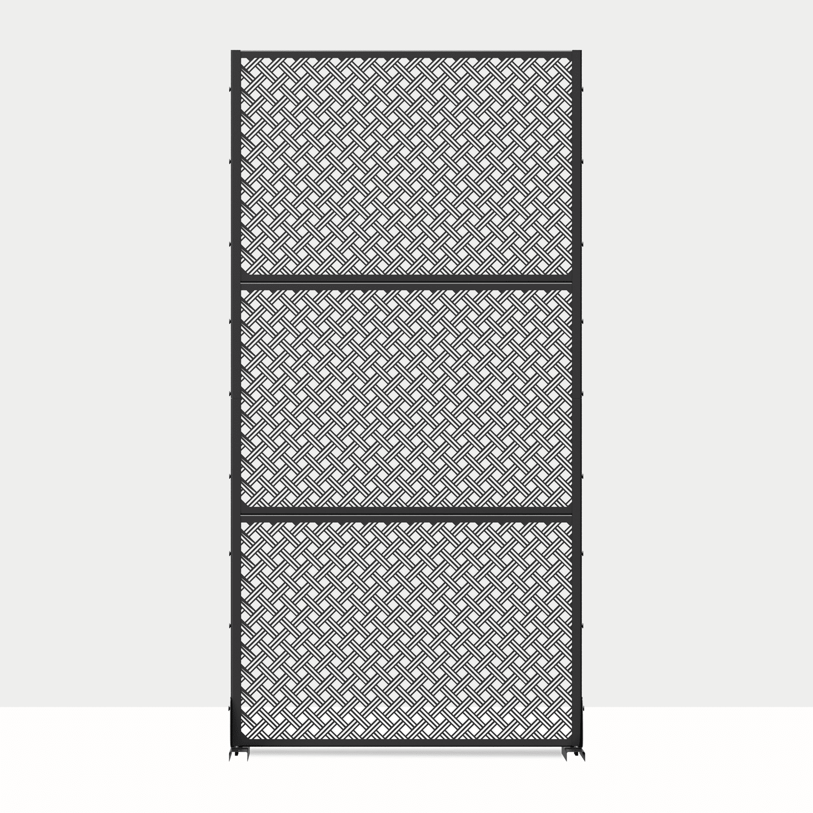 MAYEERTY 72"x35"x16" Outdoor Privacy Screen with Stand Metal Balcony Decorative Screen,Black