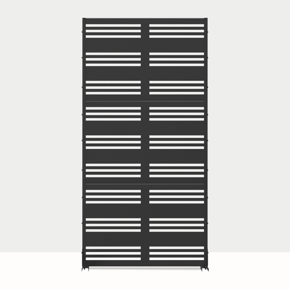 MAYEERTY 72"x35"x16" Outdoor Privacy Screen with Stand Metal Balcony Decorative Screen,Black