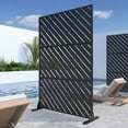 thumbnail image 1 of MAYEERTY 72"x47" Outdoor Privacy Screen with Stand Bernard Metal Balcony Decorative Screen,Black, 1 of 7