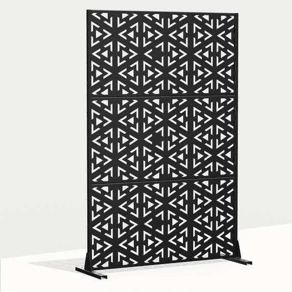MAYEERTY 72"x47"x16" Outdoor Privacy Screen with Stand Metal Balcony Decorative Screen,Black