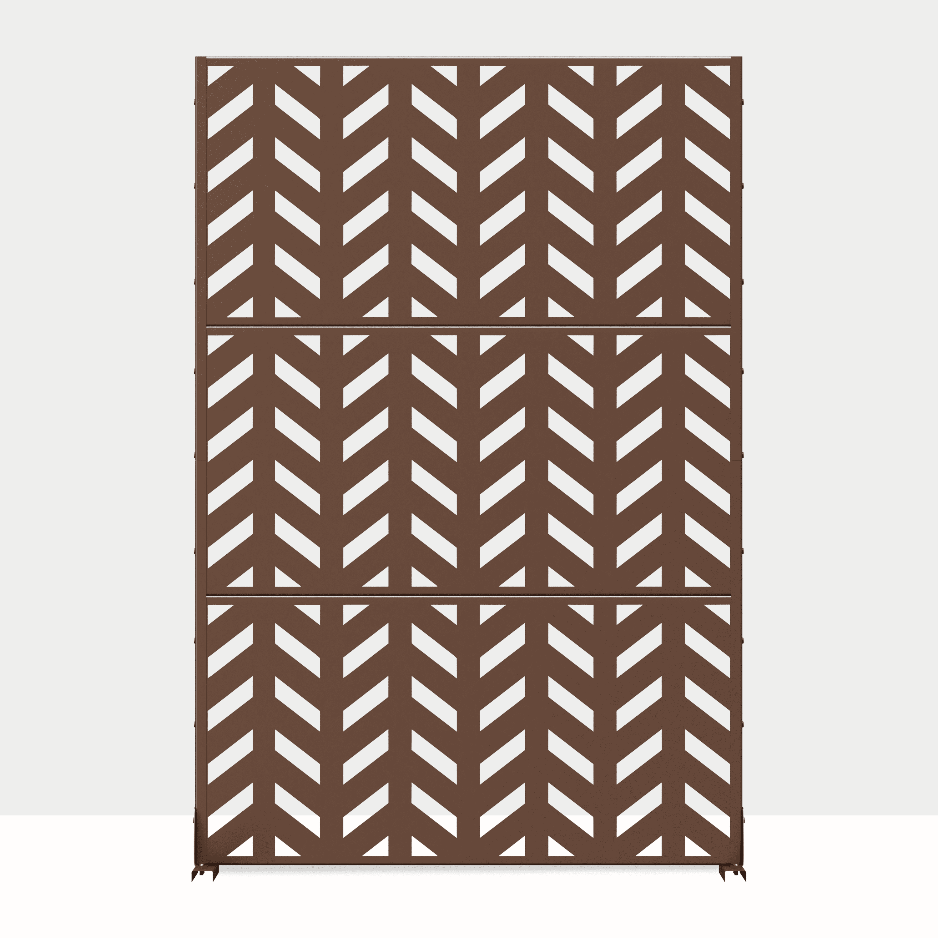 MAYEERTY 72"x47"x16" Outdoor Privacy Screen with Stand Metal Balcony Decorative Screen,Brown