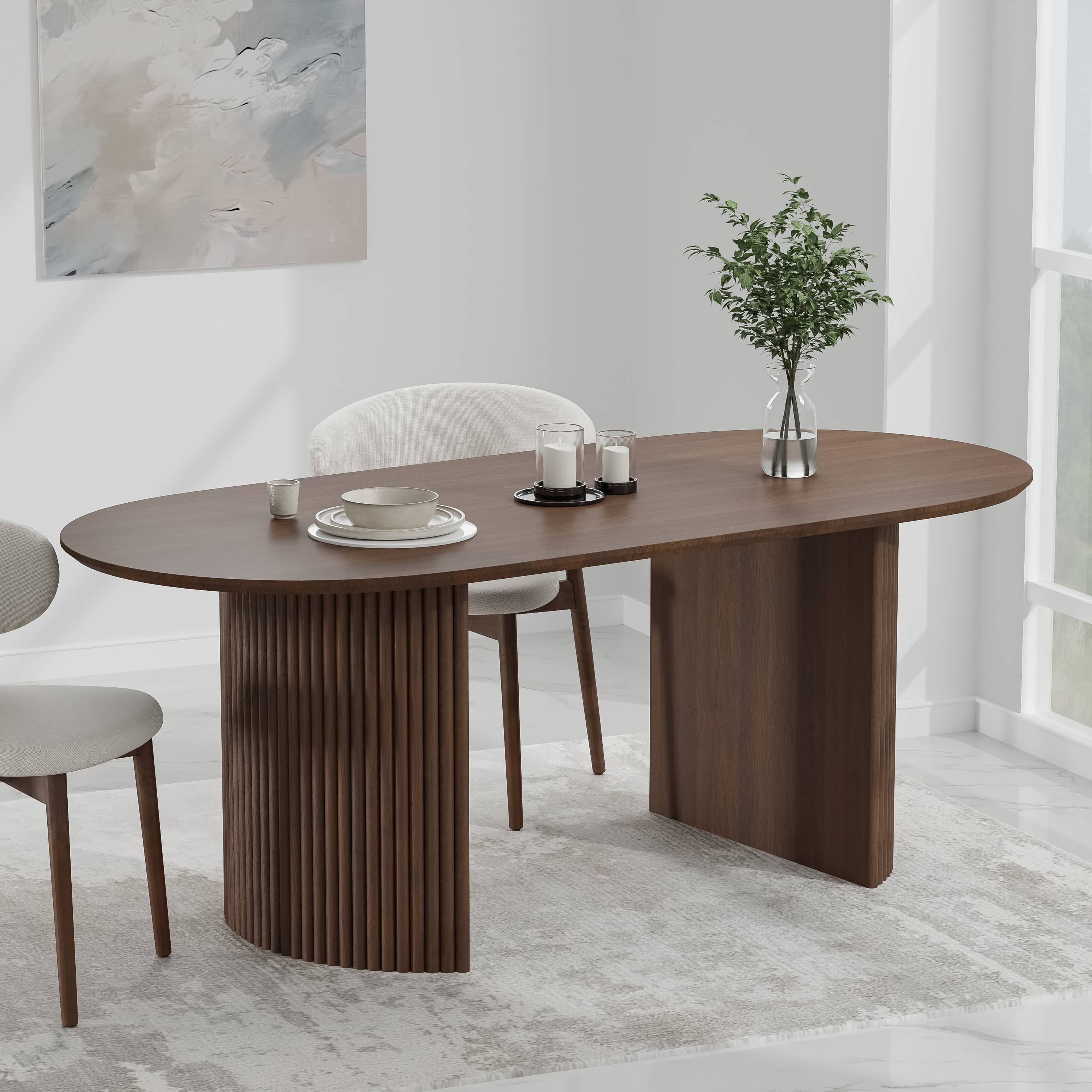 Dovelina 79 Oval Dining Table - Rustic Elegance - Walnut - Walmart.com