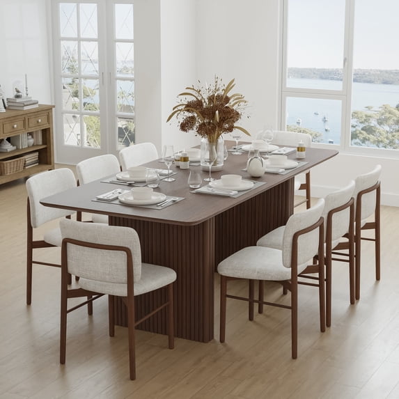 MAYEERTY 79” Rectangular Dining Table for 6, Walnut