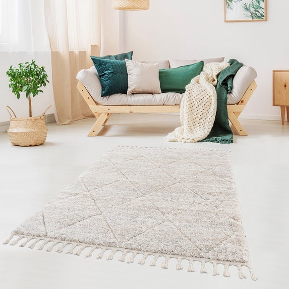 MAYEERTY 8'x10' Trellis Area Rug for Living Room Bedroom in Cream