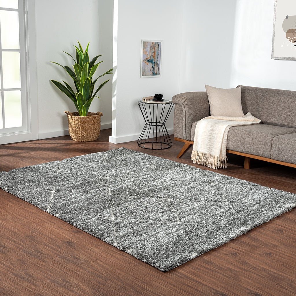 MAYEERTY 8'x10' Trellis Area Rug for Living Room Bedroom in Grey and Cream