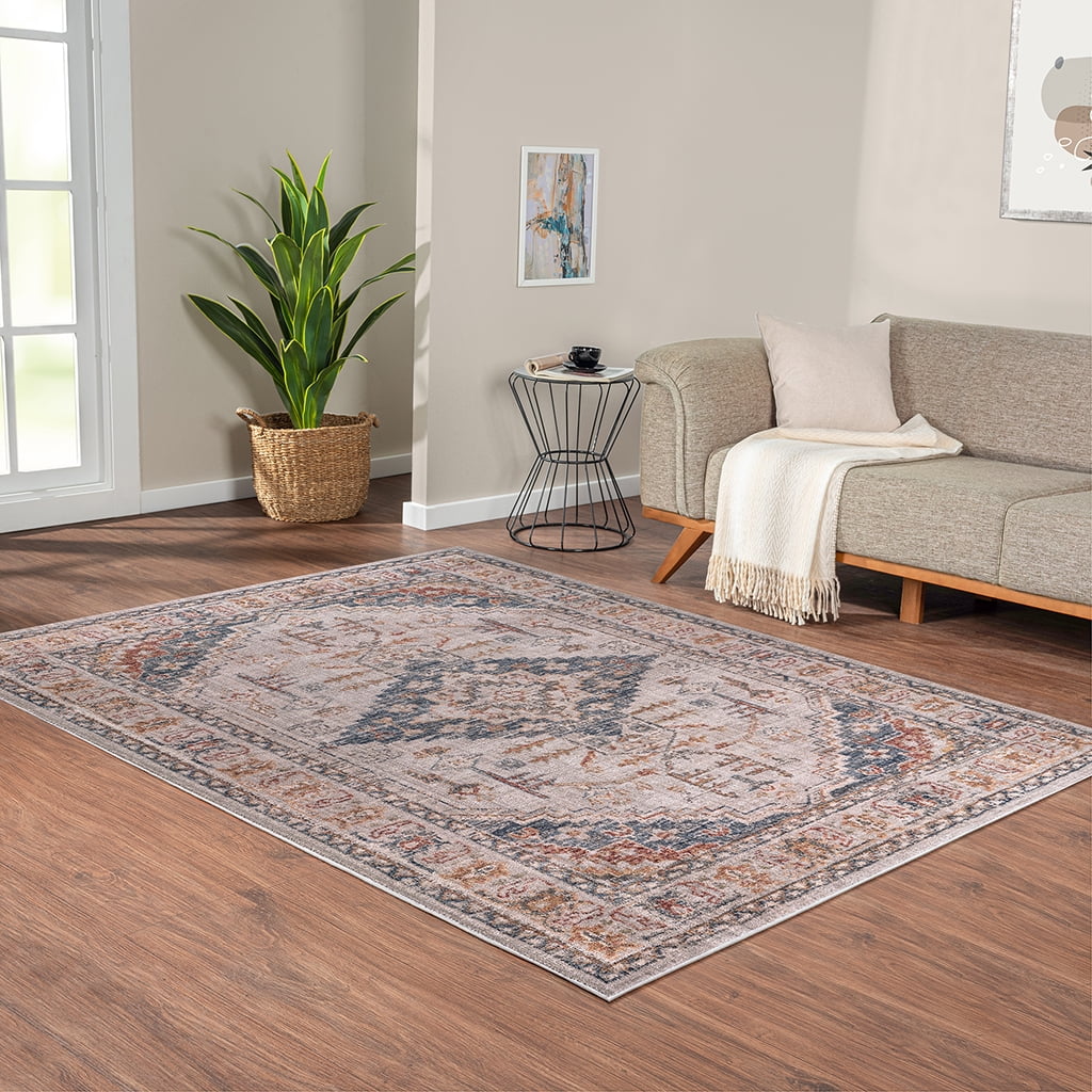 MAYEERTY 8'x10' Vintage Medallion Woven Area Rug for Living Room Bedroom