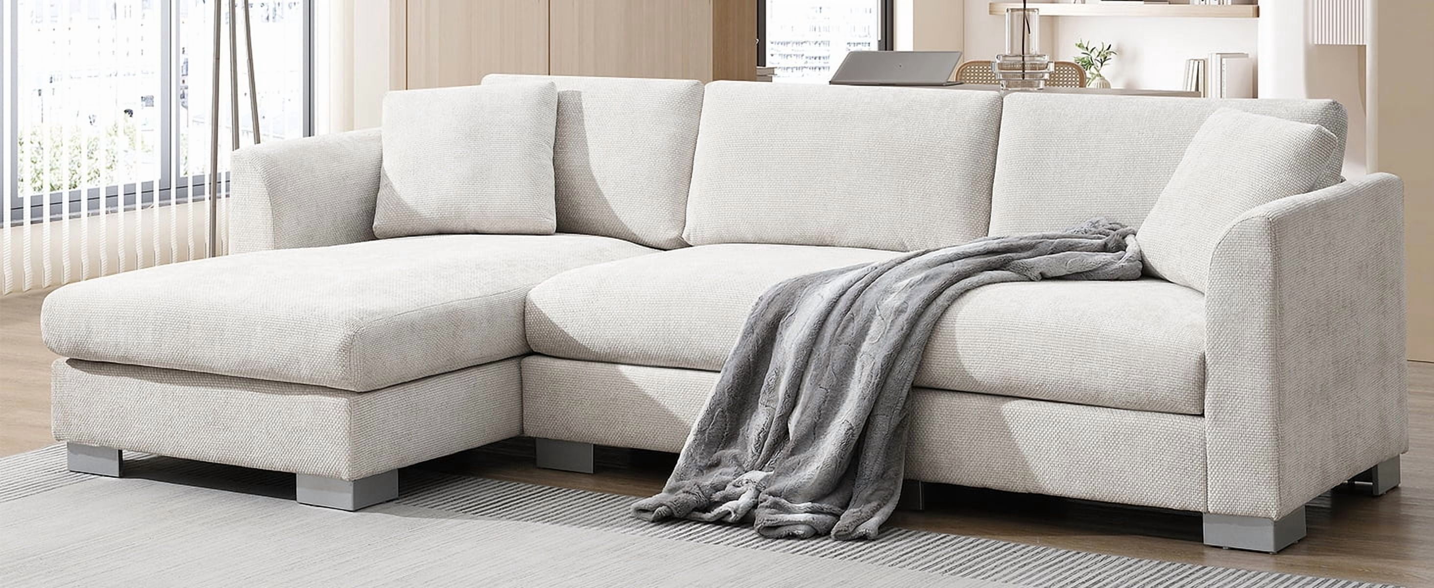 MAYEERTY 96x56" Modern Cloud Sectional Sofa - L-Shaped 4-Seat Chenille Couch with 2 Free Pillows/Oversized Chaise for Living Room/Apartment/Office, 3 Colors