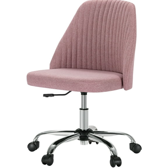 Dovelina Armless Office Desk Chair Height Adjustable ,Mid Back Accent Chair,Pink