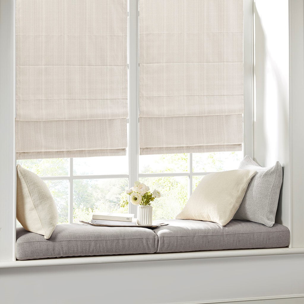 MAYEERTY Basketweave Room Darkening Cordless Roman Shade, Beige, 64" L x 39" W