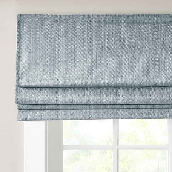 Dovelina Basketweave Room Darkening Cordless Roman Shade, Blue, 64" L x 35" W