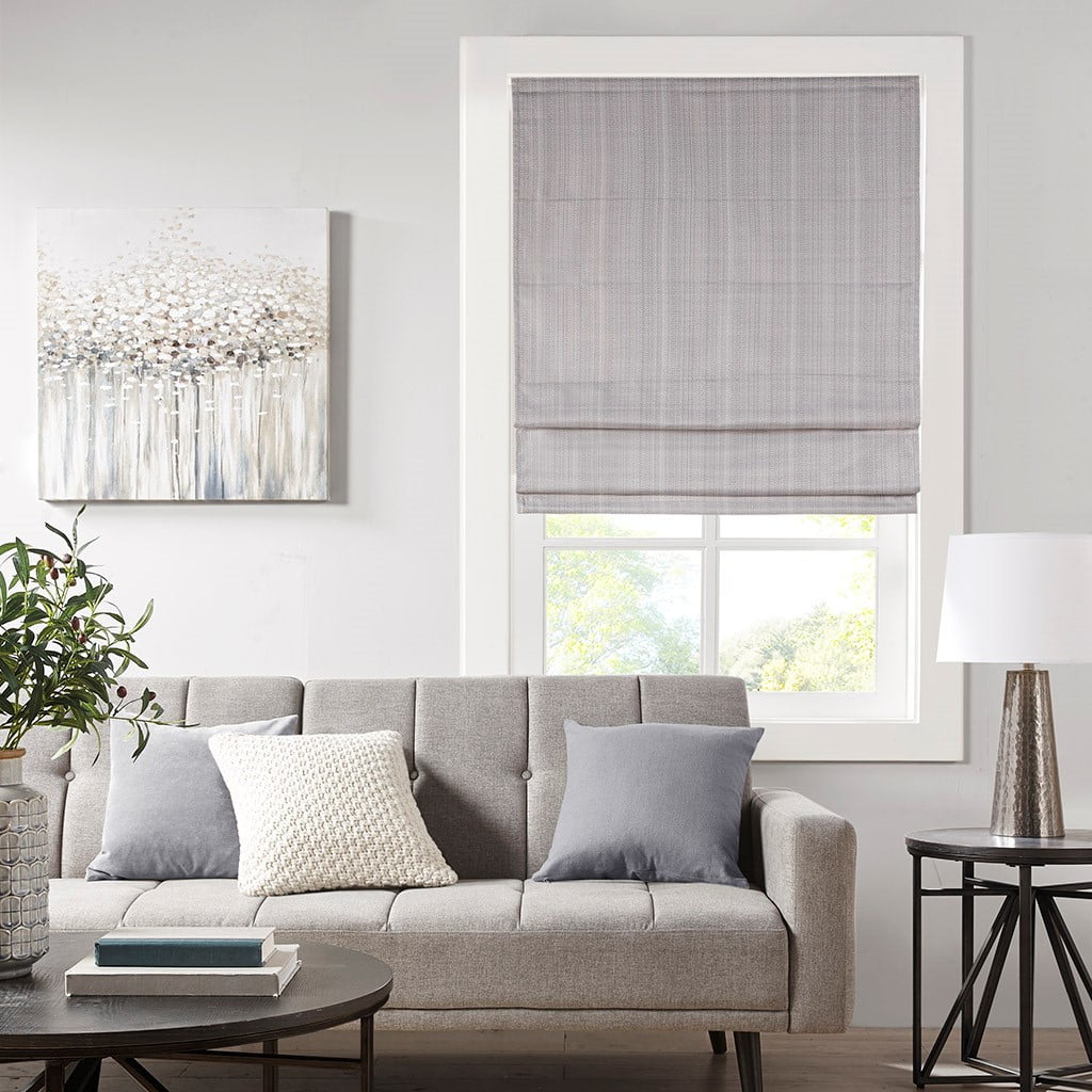 MAYEERTY Basketweave Room Darkening Cordless Roman Shade, Grey, 64" L x 31" W
