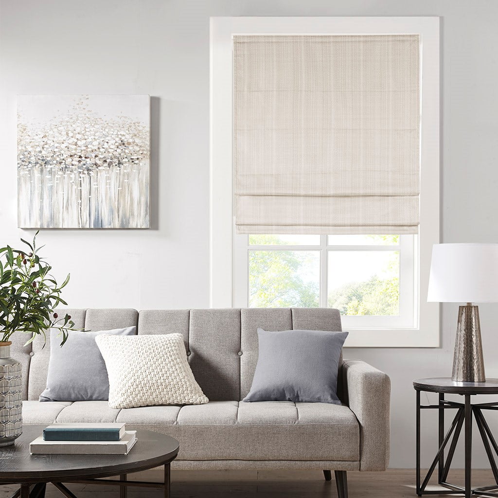 MAYEERTY Basketweave Room Darkening Cordless Roman Shade, Ivory, 64" L x 35" W