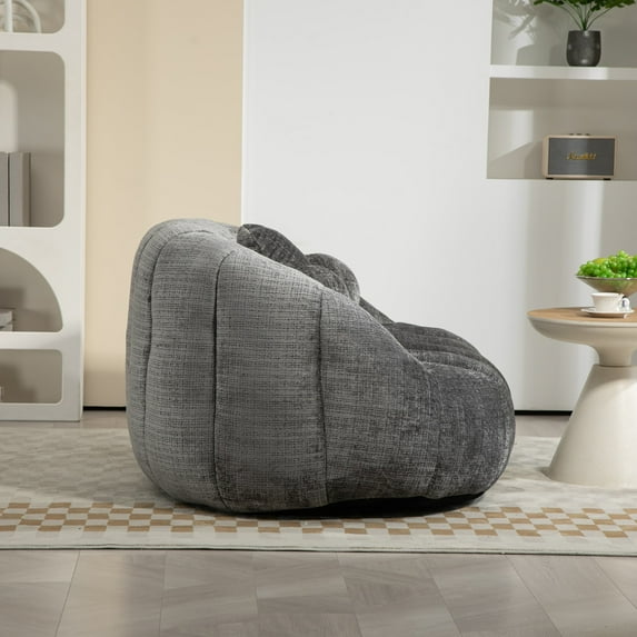 MAYEERTY 64" Chenille Bean Bag Lazy Sofa Durable Comfort Lounger High Back for Indoor/Outdoor Lounging,Gray