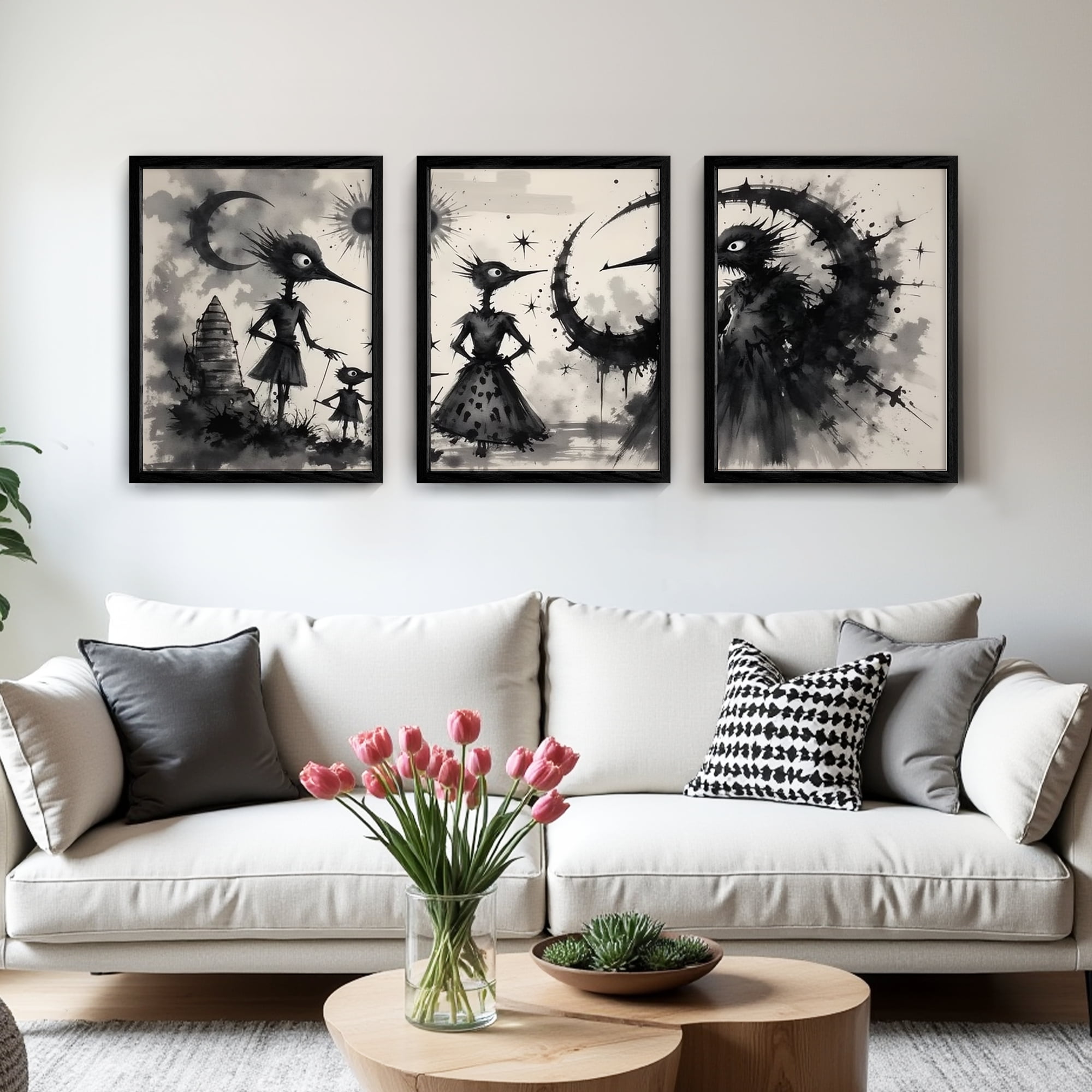 MAYEERTY Modern Abstract Wall Art Painting, Living Room Decor, Black Wood Frame, 23.6"x17.7"