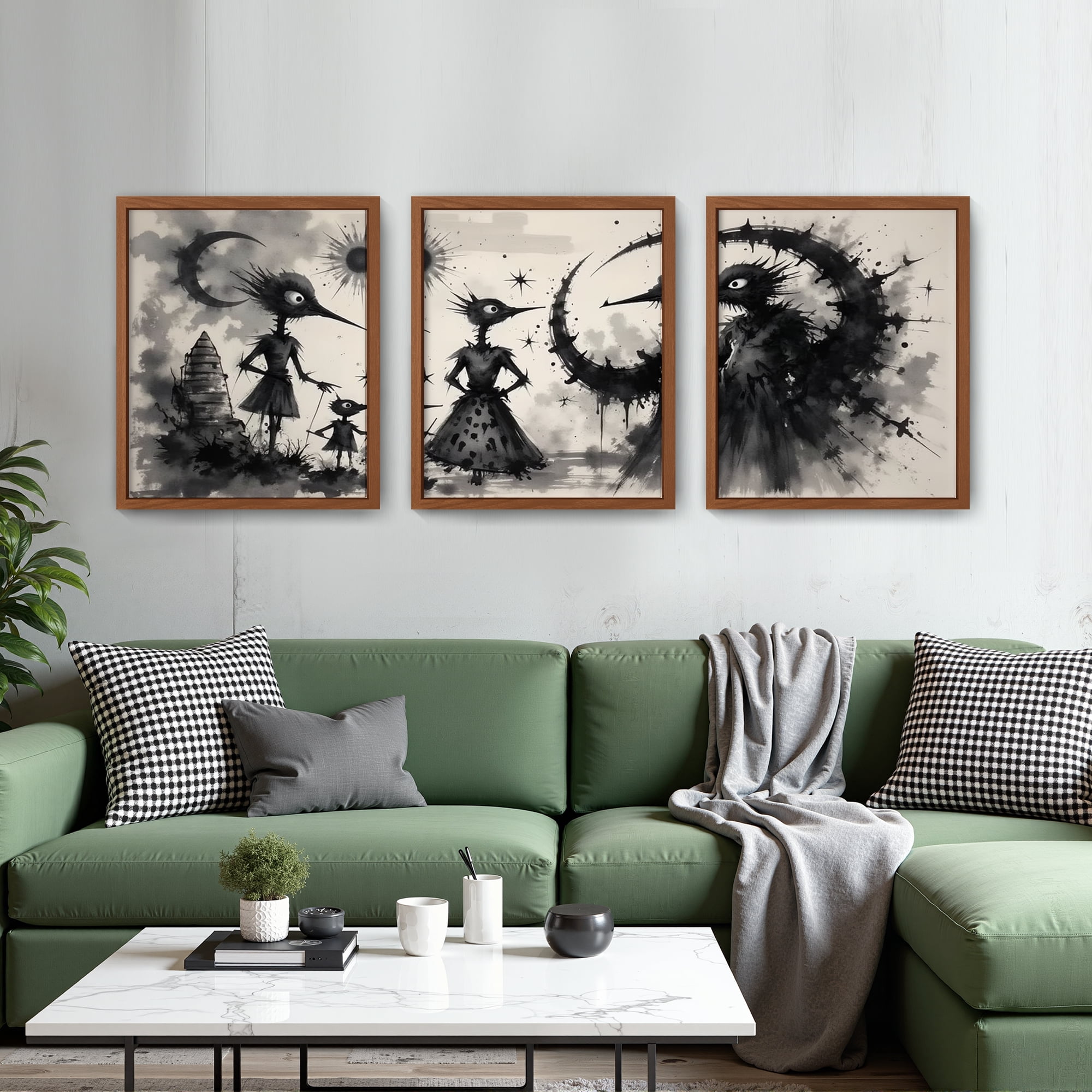 MAYEERTY Modern Abstract Wall Art Painting, Living Room Decor, Brown MDF Frame, 15.7"x11.8"