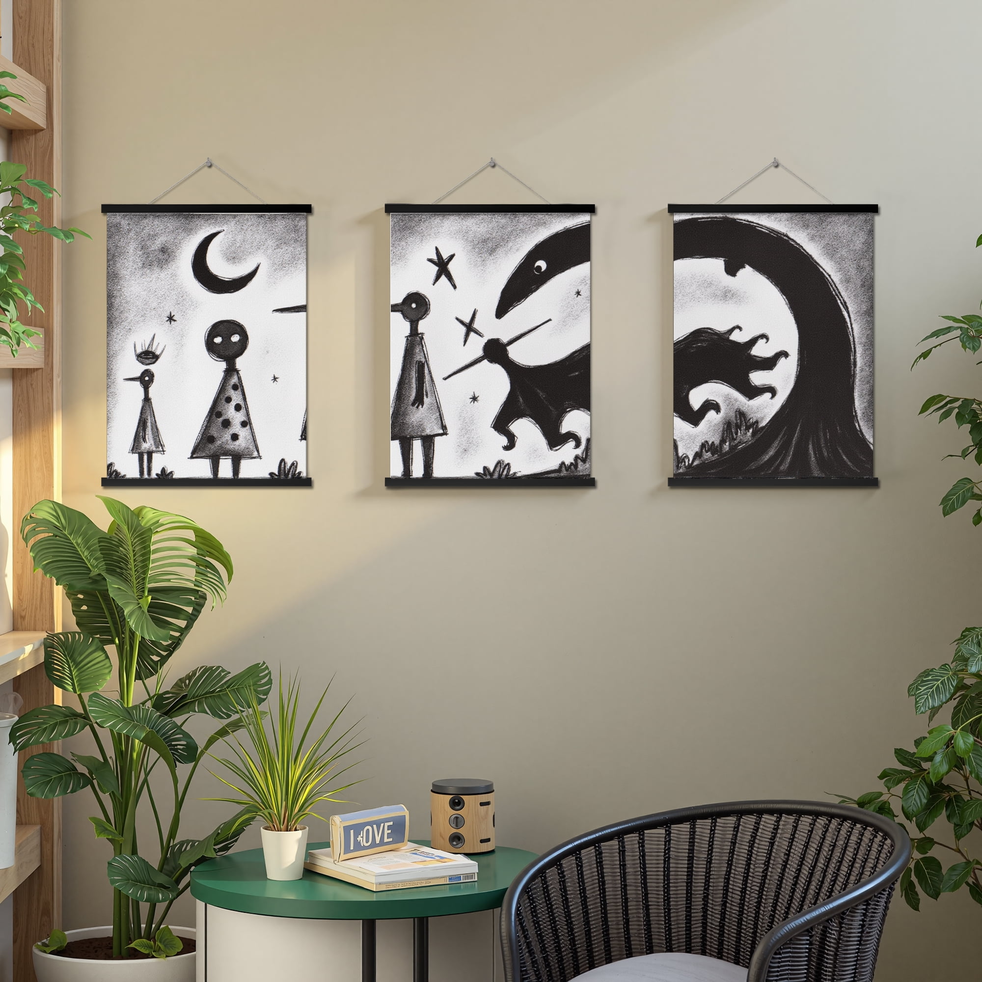 MAYEERTY Modern Abstract Wall Art Painting, Living Room Decor, Black Hanging Rod Frame, 23.6"x15.8"