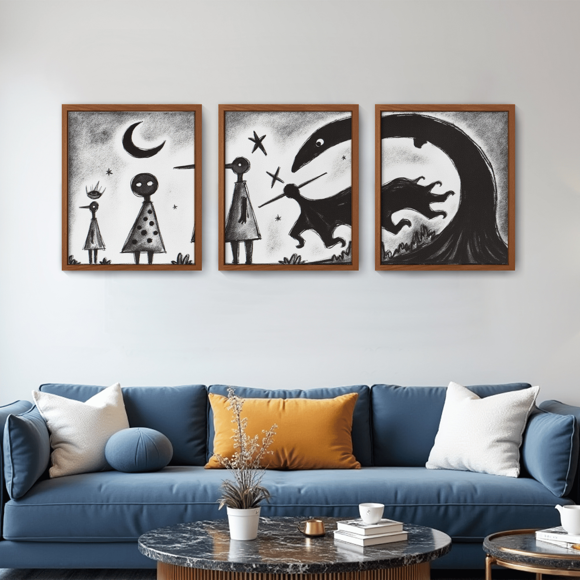 MAYEERTY Modern Abstract Wall Art Painting, Living Room Decor, Brown MDF Frame, 7.87"x9.84"