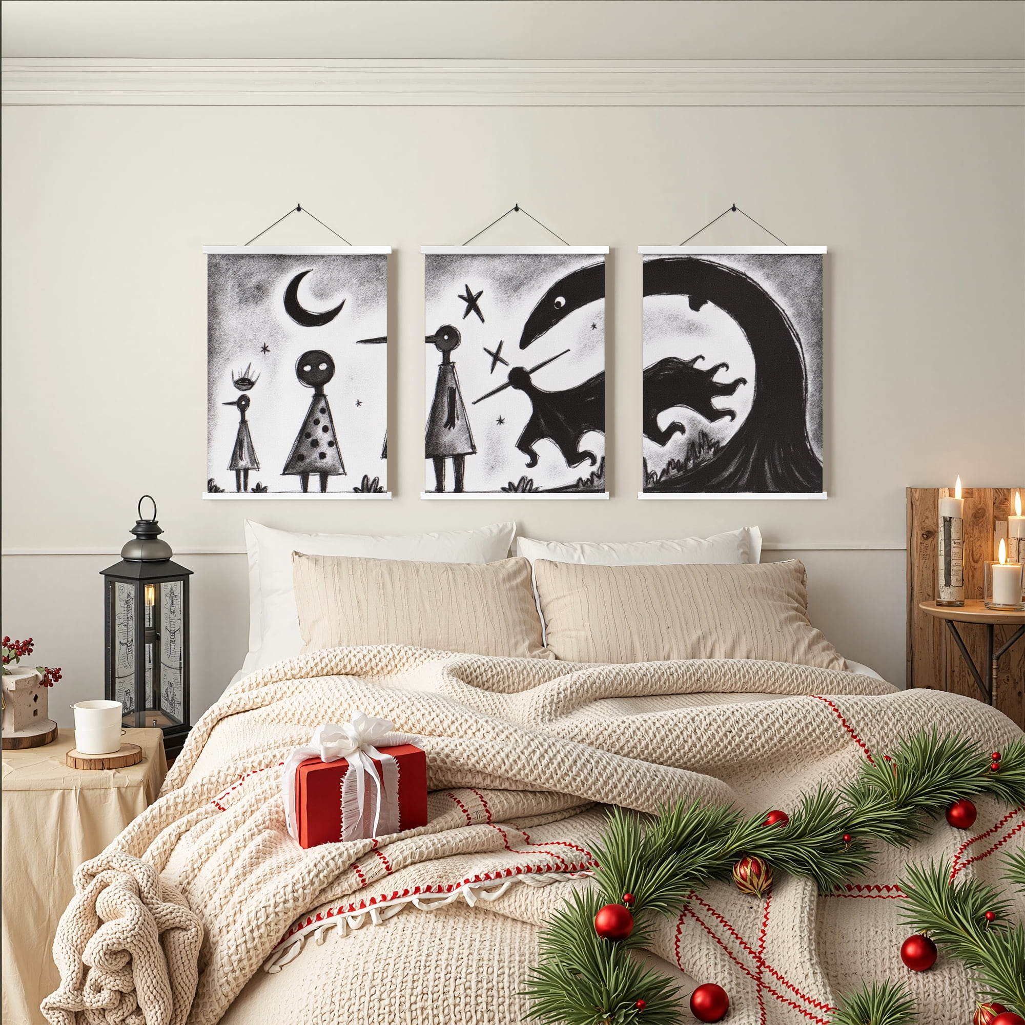 MAYEERTY Modern Abstract Wall Art Painting, Living Room Decor, White Hanging Rod Frame, 23.6"x15.8"