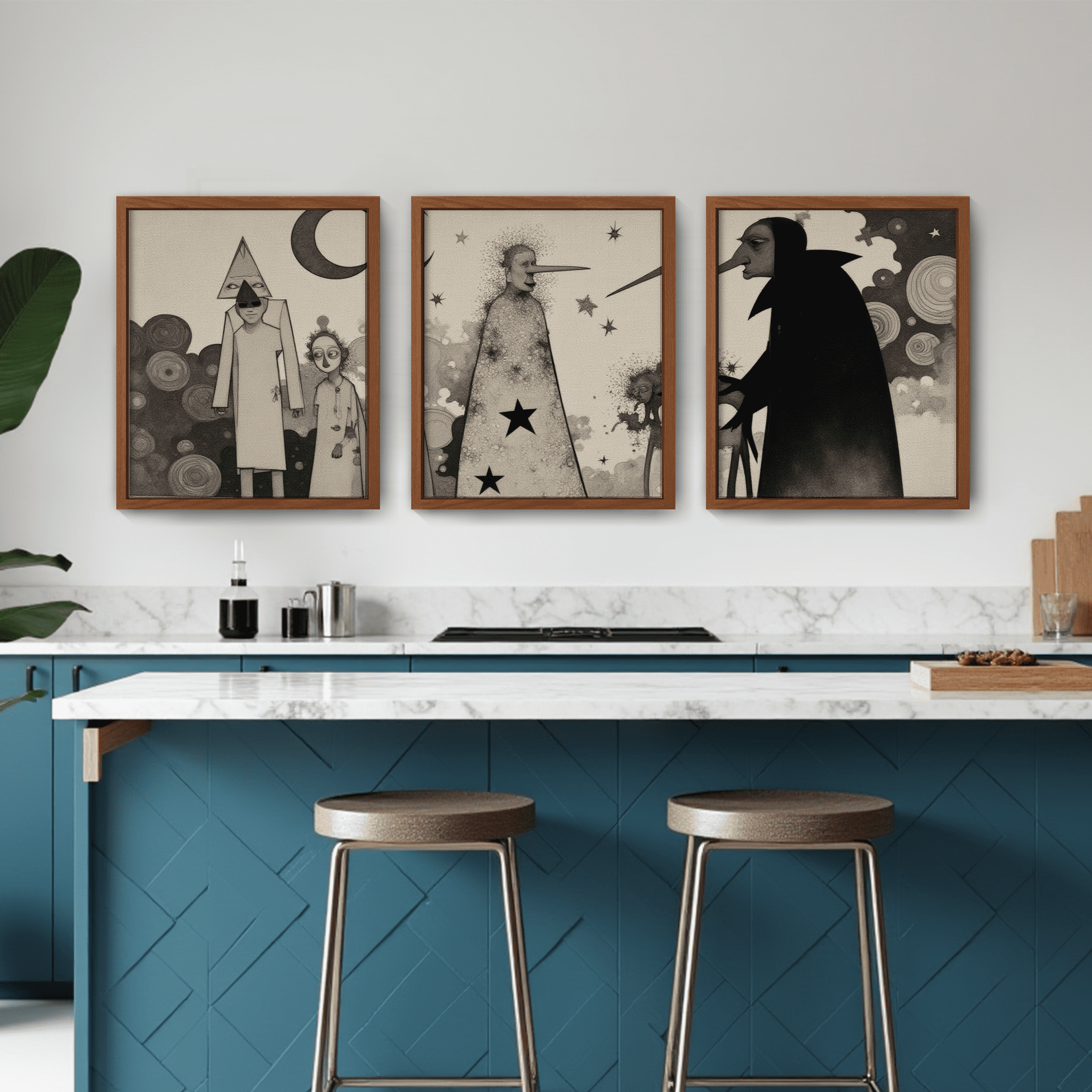 MAYEERTY Modern Abstract Wall Art Painting, Living Room Decor, Brown MDF Frame, 23.6"x15.8"