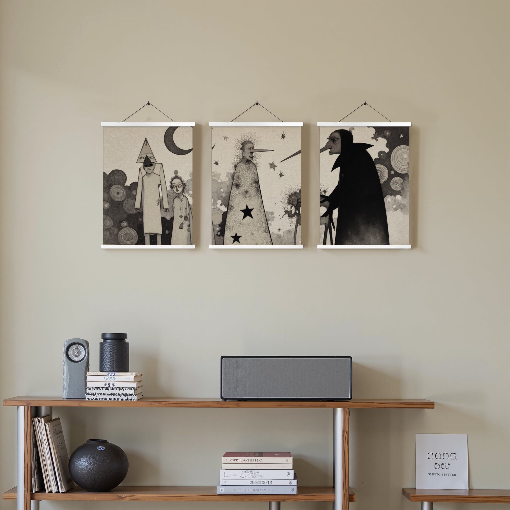 MAYEERTY Modern Abstract Wall Art Painting, Living Room Decor, White Hanging Rod Frame, 15.7"x11.8"