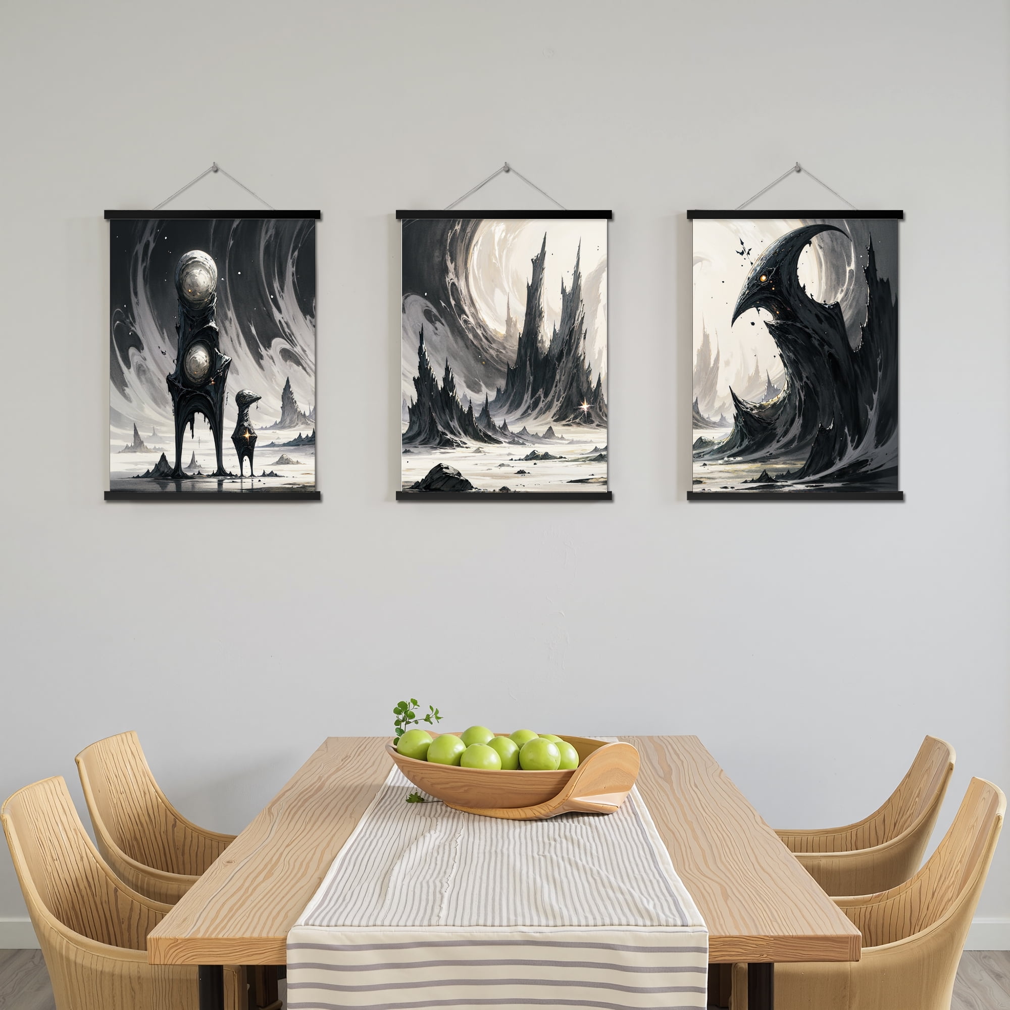 MAYEERTY Modern Abstract Wall Art Painting, Living Room Decor, Black Hanging Rod Frame, 15.7"x11.8"
