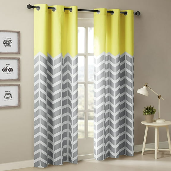 MAYEERTY Chevron Curtain Panel Pair - Room Darkening, Grommet Top