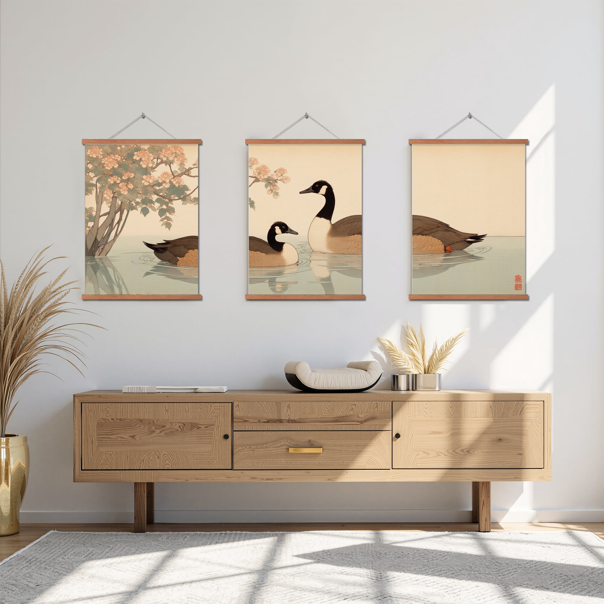 MAYEERTY Modern Abstract Wall Art Painting, Living Room Decor, Brown Hanging Rod Frame, 23.6"x15.8"