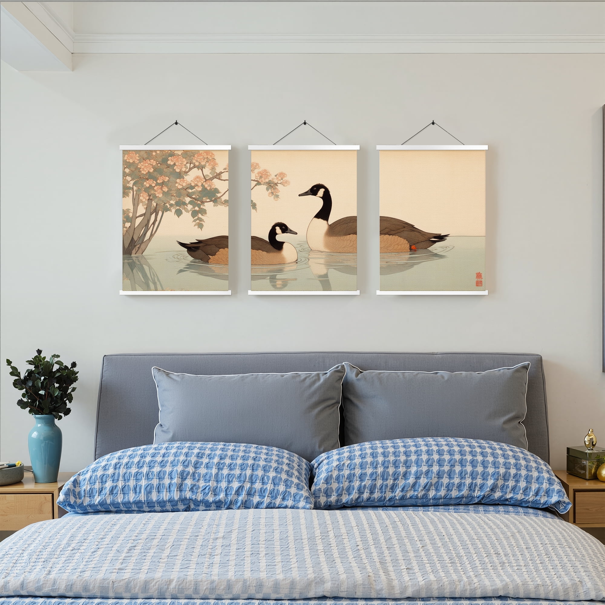 MAYEERTY Modern Abstract Wall Art Painting, Living Room Decor, White Hanging Rod Frame, 23.6"x15.8"